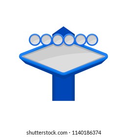 Flat vector icon of bright blue signboard with place for your text. Empty billboard. Element for mobile app, advertising or website