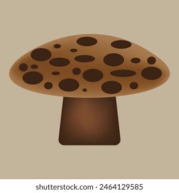 Flat vector icon of brown mushroom