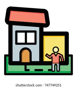 
Flat vector icon of a building, representation of a school in this context
