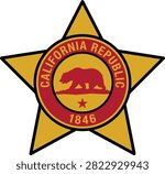 Flat vector icon of the California Republic seal dated 1846, ideal for California Admission Day historic graphics.