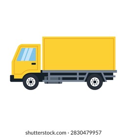 Flat Vector Icon of Cargo Delivery Truck Isolated on White Background Representing Concept of Logistics and Shipping Services