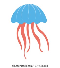 
Flat vector icon of a cartoon jellyfish
