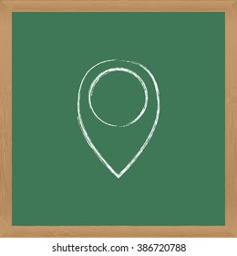 Flat vector icon. Chalk on a blackboard. Sign locations.