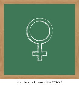 Flat vector icon. Chalk on a blackboard. Venus