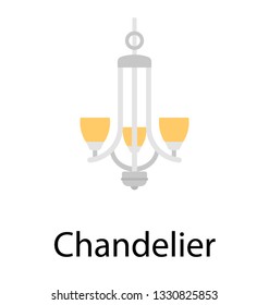 Flat vector icon of chandelier.