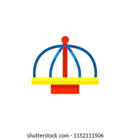 Flat vector icon of children s roundabout or merry-go-round. Carousel for little kids. Element of public playground or kindergarten
