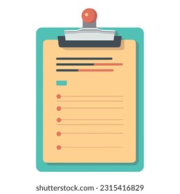 Flat vector icon of clipboard with checklist icon isolated