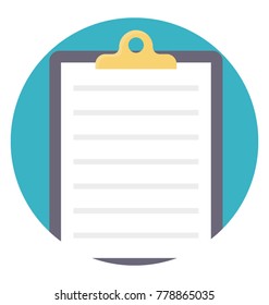 Flat vector icon of a clipboard document