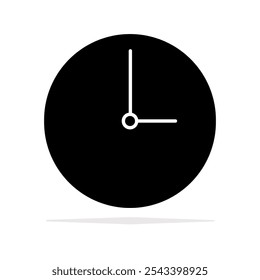 Um ícone vetor plano de uma face de relógio exibindo 3 horas, adequado para o design do site. O ícone circular é isolado em um fundo branco.
