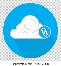Flat vector icon the cloud uploading and cloud downloading on a transparent background