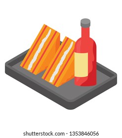 Flat Vector Icon Of Club Sandwich.