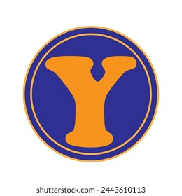 flat vector icon of coin with letter Y