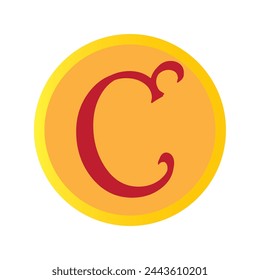 flat vector icon of coin with letter C