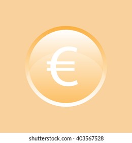 Flat vector icon. Colored icons in the form of buttons. Euro.