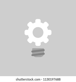 Flat vector icon concept of gear light bulb on grey background.