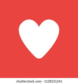 Flat vector icon concept of heart shape on red background.