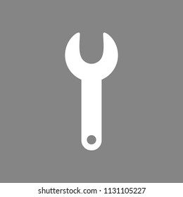 Flat vector icon concept of spanner on grey background.