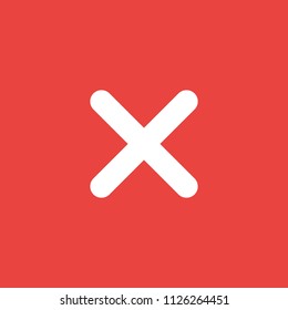 Flat vector icon concept of x mark on red background.