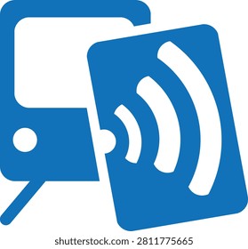 Flat vector icon of a contactless smart card tapping to pay for transit, subway, or train fare