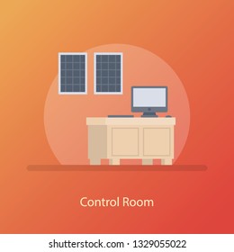 Flat vector icon of control room.
