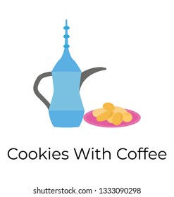 Flat vector icon, cookies with coffee icon 