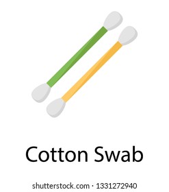 Flat vector icon of cotton swab.