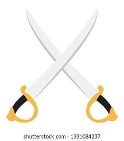 Flat vector icon of crossed sword.