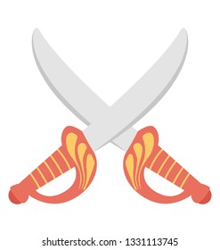 Flat vector icon of crossed sword.