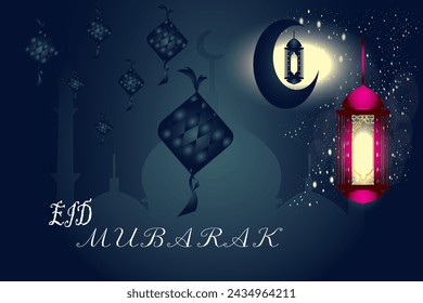 flat vector icon dark eid mubarak background