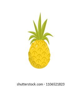 Flat vector icon of delicious pineapple. Tasty and healthy tropical fruit. Element for product packaging, promo poster or flyer