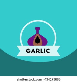 flat vector icon design collection  garlic emblem
