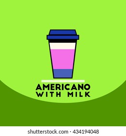 flat vector icon design collection  americano with milk