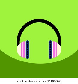 flat vector icon design collection  music headphones