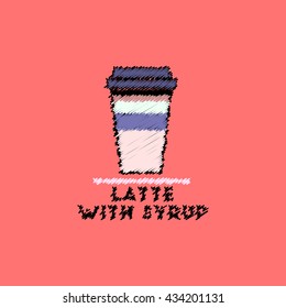 flat vector icon design collection  latte with syrup