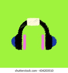 flat vector icon design collection  music headphones
