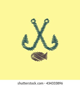 flat vector icon design collection fish and hook