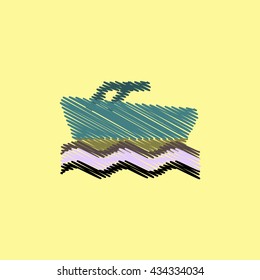 flat vector icon design collection ship in sea
