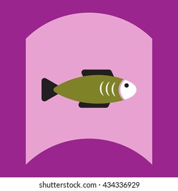 flat vector icon design collection fish silhouette