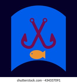 flat vector icon design collection fish and hook