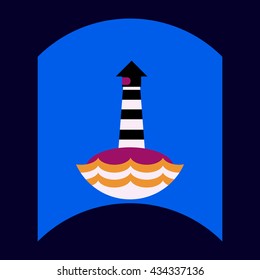 flat vector icon design collection lighthouse and sea