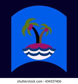 flat vector icon design collection palm tree and sea