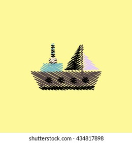 flat vector icon design collection ship in sea