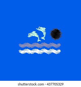 flat vector icon design collection sea and dolphins