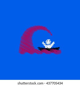 flat vector icon design collection man silhouette and wave