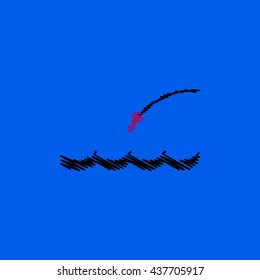 flat vector icon design collection sea fishing