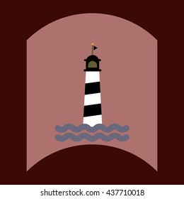 flat vector icon design collection lighthouse and sea