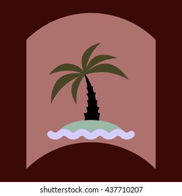 flat vector icon design collection palm tree and sea