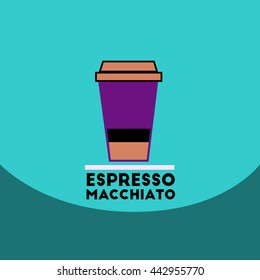flat vector icon design collection  espresso macchiato to go
