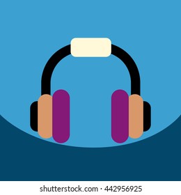 flat vector icon design collection  music headphones