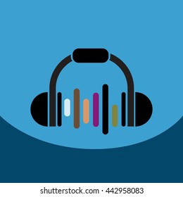 flat vector icon design collection  music headphones